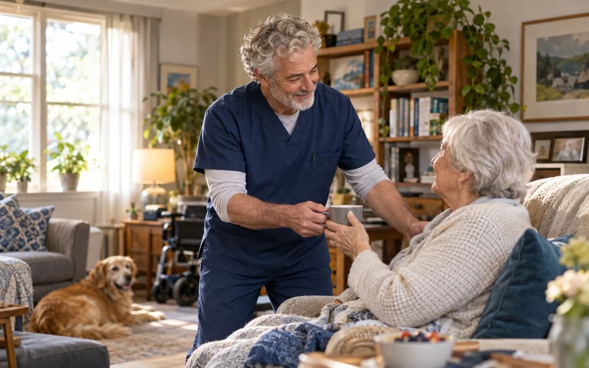 Caregiver at work in a professional setting