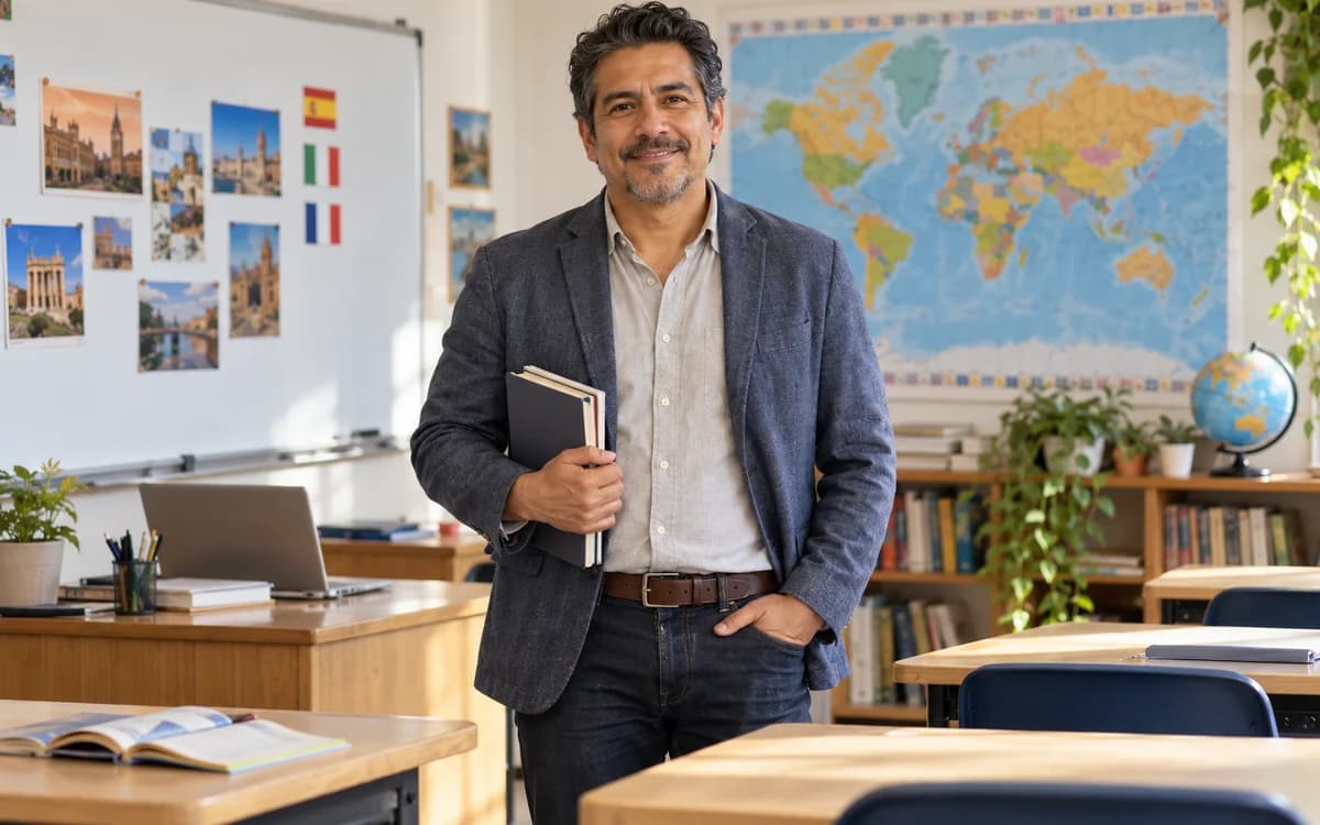 Language Teacher at work in a professional setting