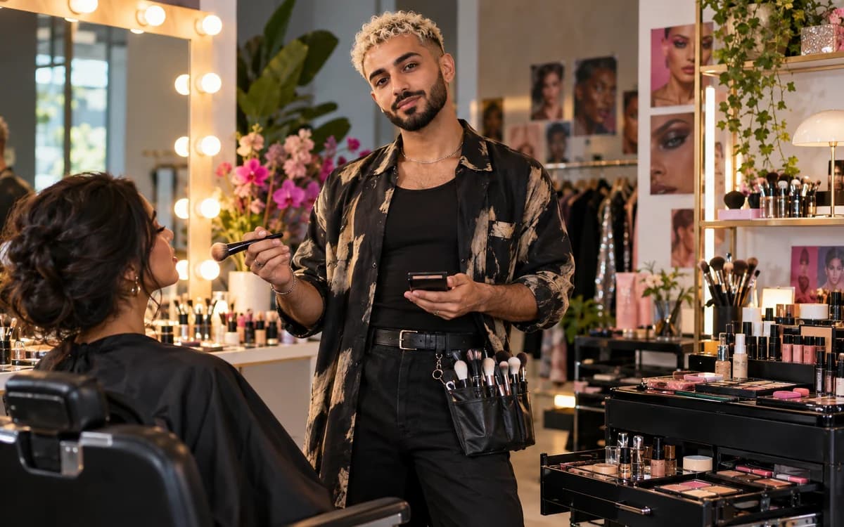 Makeup Artist at work in a professional setting