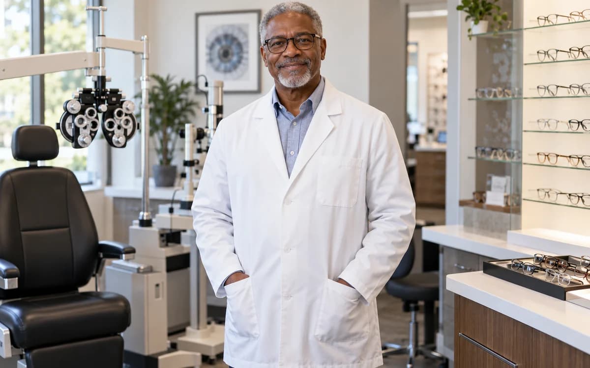 Optometrist at work in a professional setting