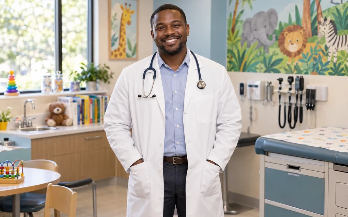 Pediatrician at work in a professional setting