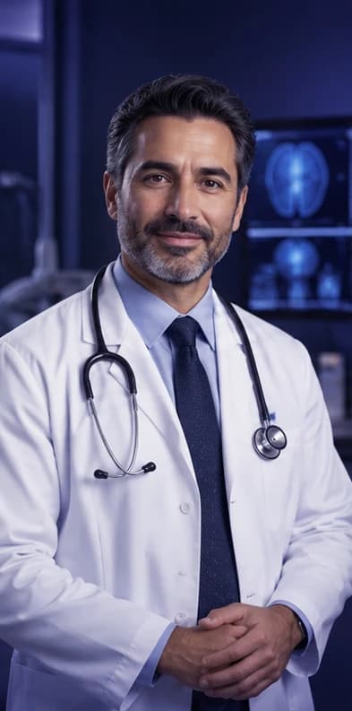 English Doctor AI avatar presenter in a professional healthcare setting