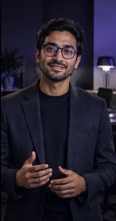 English Recruiter AI avatar presenter in a professional business setting