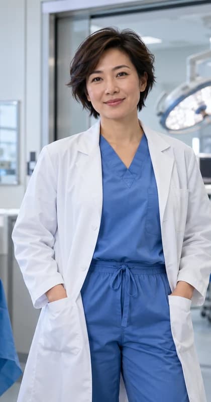English Surgeon AI avatar presenter in a professional healthcare setting