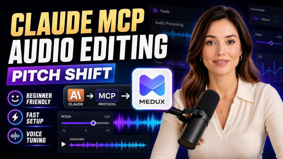 How to shift audio pitch with Medux MCP — tutorial cover