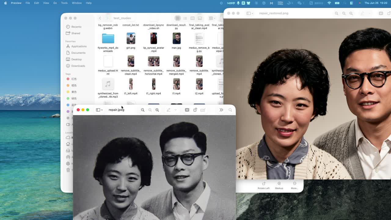 Before and after old photo restoration